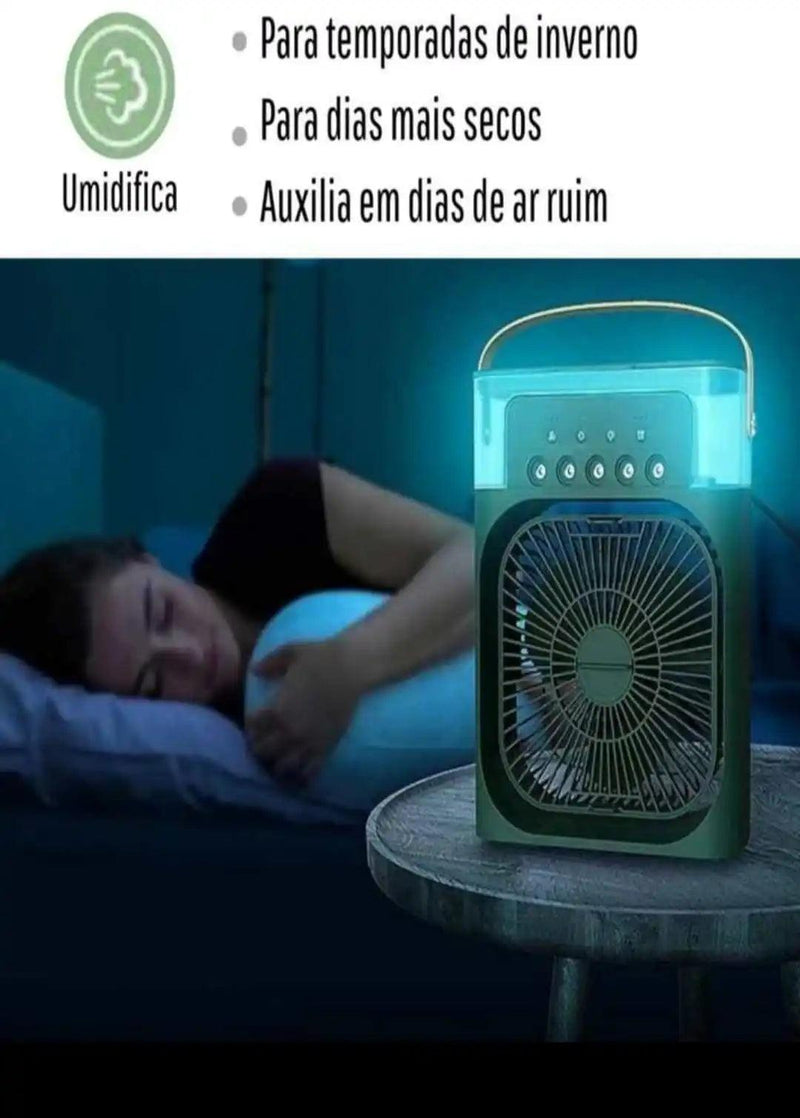 Ventilador Umidificador Portátil Mini Ar Condicionado Led