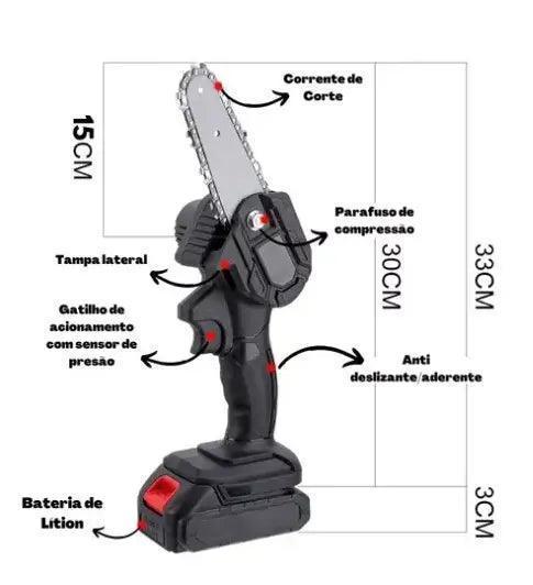Mini Motoserra Elétrica Bateria De Lítio 24V Bivolt