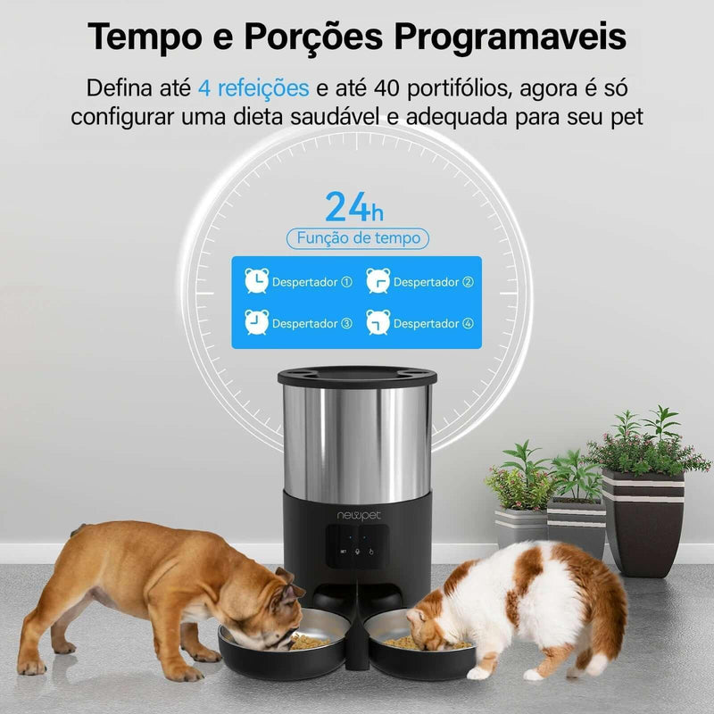 5L Pet Feeder with Microfone Automatic Cat Feeder Smart Dog Food Dispenser WiFi Timing Quantitative Stainless Steel Feeding Bowl