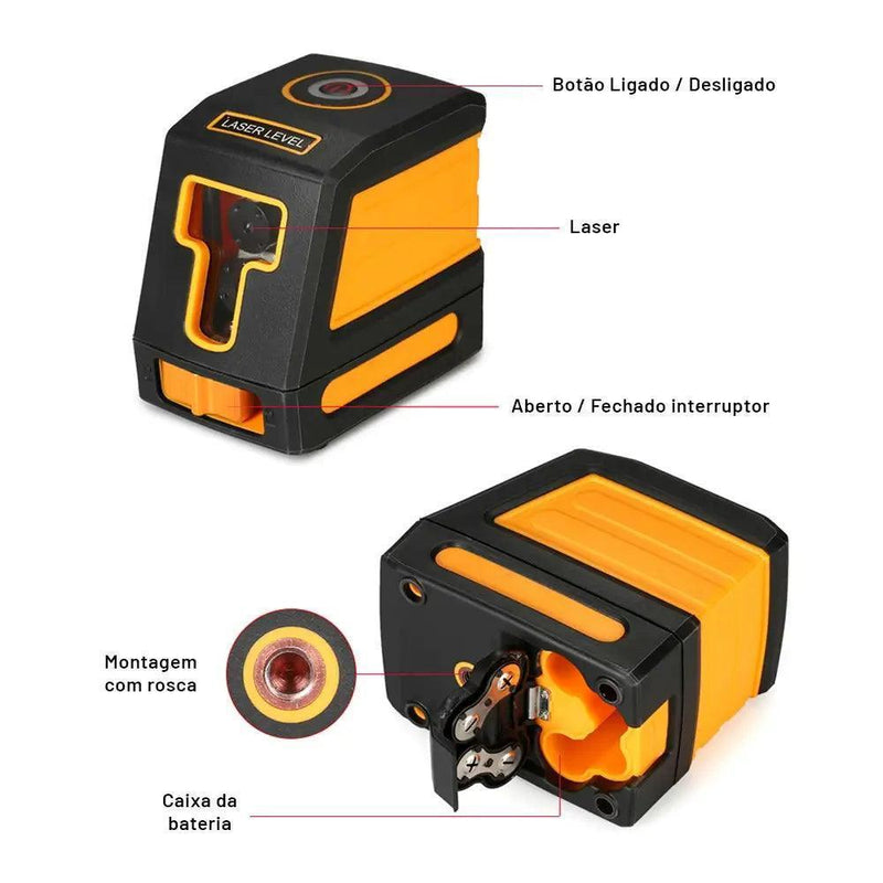 Mini laser de Linha Cruzada Nível a Laser com faixa de medição de 15m de comprimento de linha vertical e horizontal de autonivelamento