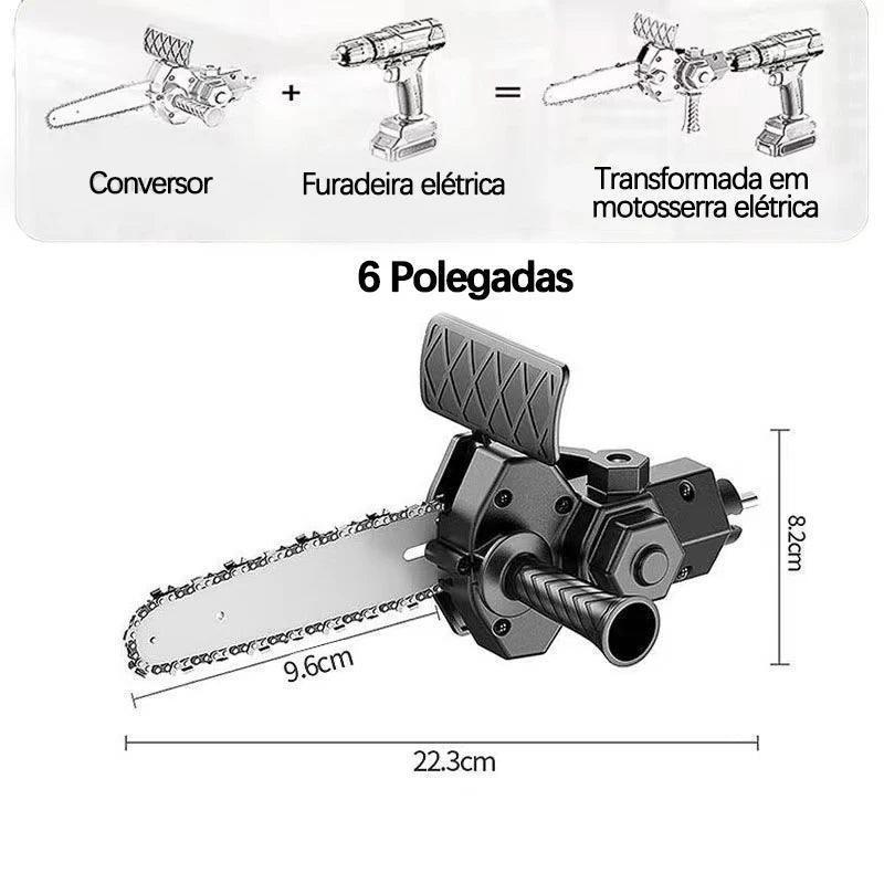 Motosserra portátil de 4 polegadas, mini rebarbadora, cabeça de conversão, corte de madeira, motosserra