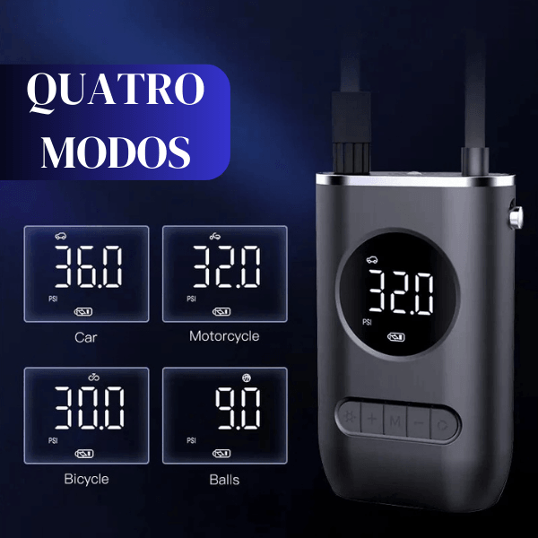Mini Compressor Bomba de Ar Digital Elétrico Portátil e Multifuncional ideal para Pneus Bolas e Mais