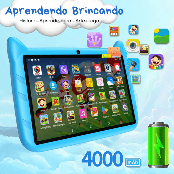 BDF Tablet com Câmera Dupla para Crianças, Android 13, 4GB de RAM, 64GB ROM, Expansão de 1TB, 5G WiFi, 4000mAh, 7 Polegadas